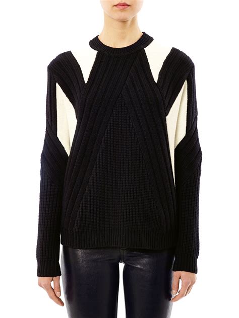 givenchy sweater in patchwork knit with g pin